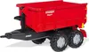 A red toy trailer with black wheels and hitch, labeled 'Krampe Kipper'. Produktbild-Vorschau