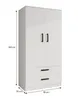 Kleiderschrank 2-türig mit 2 Schubladen – 90 cm Eiche Produktbild-Vorschau 3