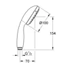 A technical drawing of a shower head with dimensions indicated. Anteprima dell’immagine prodotto