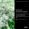 A pile of broken glass bottles, some green and some clear, on a green background. The right side of the image is black with text and a logo. Produktbild-Vorschau