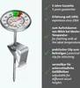 A stainless steel milk thermometer with a clip, next to a list of its features and benefits. Anteprima dell’immagine prodotto