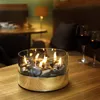 Tischkamin aus Glas und Stahl mit Kieselsteinen, für Produktbild-Vorschau 4