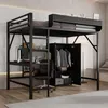 A loft bed with a desk and wardrobe underneath, set up in a room. Produktbild-Vorschau