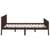 A dark brown wooden bed frame with a slatted base, shown from the side against a white background. Produktbild-Vorschau
