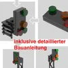 A collage of images showing a LEGO model of a railway signal, with text indicating it includes detailed building instructions. Produktbild-Vorschau