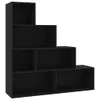 A black modular bookshelf with a stepped design, shown against a white background. Náhled obrázku produktu