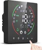 A close-up of a smart digital thermostat with a finger touching the screen. Podgląd zdjęcia produktu