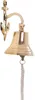A brass ship's bell with an anchor mount and a rope pull, shown against a white background. Produktbild-Vorschau