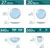 Diagrams showing the dimensions and capacities of tableware items. Náhled obrázku produktu