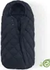 A navy blue quilted footmuff for a stroller, shown laid flat against a white background. Produktbild-Vorschau