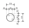 A technical drawing with dimensions for a circular object, likely a light fixture, with two small circles inside representing mounting points or screw holes. Dimensions are provided in millimeters. Anteprima dell’immagine prodotto