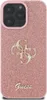 A close-up shot of a pink glitter phone case with a gold Guess logo. Náhled obrázku produktu