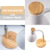 LUMILED Schreibtischlampe E27 Fassung 13W Weiß Holzdetails Produktbild-Vorschau 4