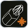 A line drawing of a tool attachment and an orange asterisk symbol on a black background within a rounded square frame. Produktbild-Vorschau