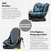 A car seat is shown with text highlighting its features. Produktbild-Vorschau
