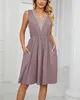ASKSA Damen Kleider Sommer Ärmelloses V-Ausschnitt Kleid Produktbild-Vorschau 2