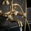 PaulGurkes Badewannenarmatur Gold Retro Zweigriffmischer Produktbild-Vorschau 4