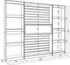 A 3D rendering or technical drawing of a modular shelving unit or wardrobe. Anteprima dell’immagine prodotto
