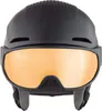 A black ski helmet with an orange visor. Produktbild-Vorschau