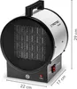 A studio shot of a TROTEC ceramic fan heater with dimensions indicated. Produktbild-Vorschau