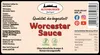 A product label for Worcester Sauce with nutritional information and brand details. Produktbild-Vorschau