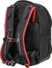 The back view of a black backpack with red accents. Produktbild-Vorschau