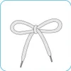 A simple illustration of a white shoelace tied into a bow. Produktbild-Vorschau