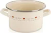 A cream-colored enamel pot with a decorative heart pattern. Anteprima dell’immagine prodotto