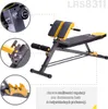 A fitness bench with close-up views of its adjustment mechanisms. Produktbild-Vorschau