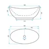 Diagrams showing the dimensions of an oval Aufsatzwaschbecken (countertop basin). Náhled obrázku produktu