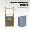 A bamboo laundry shelf with a removable inner basket and a separate folded laundry bag. Podgląd zdjęcia produktu