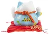 Maneki-Neko-Figur, Porzellan, blau, 10x12x10 cm, beweglicher Arm Voir les images du produit