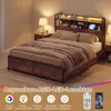 COSTWAY Rama łóżka 200 x 140 cm, łóżko z diodami LED, Podgląd zdjęcia produktu 6