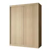 A full-front view of a two-door sliding wardrobe with a wood-grain finish. Produktbild-Vorschau