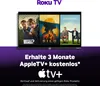 A Roku TV displaying movie posters with a promotional offer for Apple TV+ below. Náhľad obrázku produktu