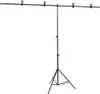 vidaXL Stojan na pozadie T-Form Black 201x60x(70-200) cm Náhľad obrázku produktu 8