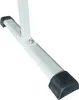 Close-up of the base of a white ballet barre, showing a metal leg with black rubber feet and a bolt. Podgląd zdjęcia produktu
