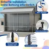 A balcony awning installed on a building, with close-up diagrams highlighting installation features. Produktbild-Vorschau