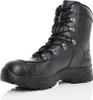 A black leather work boot is shown against a white background. Produktbild-Vorschau