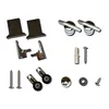 A collection of hardware components for a shower enclosure, including brackets, screws, and other mounting hardware, laid out on a white background. Náhled obrázku produktu