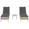 3-tlg. Sonnenliegen-Set mit Auflage Hellgrau Poly Rattan Produktbild-Vorschau 3
