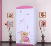 Dětská skříň 88x187x54 růžová 2 dveře 2 zásuvky police tyč Náhled obrázku produktu 3