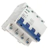 A close-up, angled view of a white and blue electrical circuit breaker. Produktbild-Vorschau