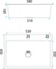 Technical drawing of a sink with dimensions. Produktbild-Vorschau