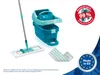 A cleaning mop and bucket set with a separate mop head and a circular graphic indicating virus removal. Produktbild-Vorschau