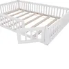 A white wooden bed frame with a slatted base and a partial side rail. Náhľad obrázku produktu