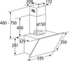 Technical drawing with dimensions of a kitchen hood. Produktbild-Vorschau