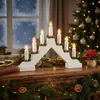 Kunststof lichtboog met 7 LED-kaarsen en timer - wit - Productafbeelding-voorbeeld 3