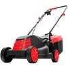 A black and red electric lawnmower is shown against a white background. Produktbild-Vorschau