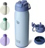 Edelstahl Trinkflasche mit Strohhalm und Pillenfach, Produktbild-Vorschau 1